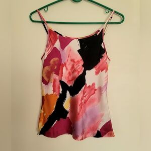 Feraud Pink Abstract Silk Camisole Tank Top US 4 Made in France French Chic